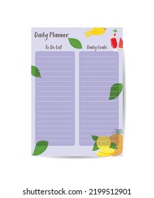 Daily planner with watermelon slices and tropical leaves. Summer theme printable template
