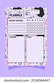 Daily planner or weekly planner for journaling and planning with a water tracker, to do list and notes.