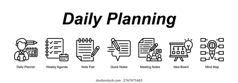 Daily Planning banner web icon vector illustration concept with an icon of