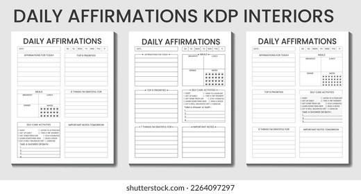 Daily Positive Affirmations Journal and planner KDP interiors bundle designs