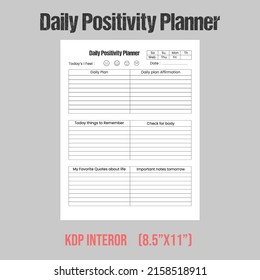 Daily Positivity planner KDP interior template 