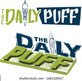 The Daily Puff is the logo illustration of a smoking paper packet and has a  weed joints artwork in it.