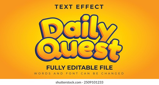 Design De Efeito De Texto Quest Diário Com Fundo Amarelo