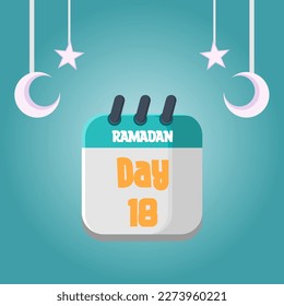Daily Ramadan Day calendar icon. Wednesday March 22, 2023. EPS 8 format