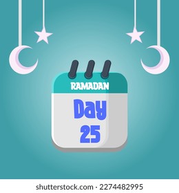 Daily Ramadan Day calendar icon. Wednesday March 22, 2023. EPS 8 format