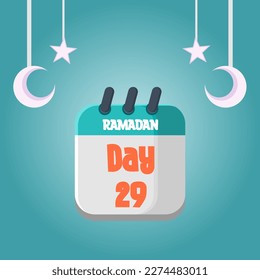 Daily Ramadan Day calendar icon. Wednesday March 22, 2023. EPS 8 format