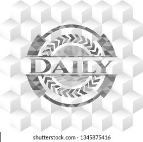Daily realistic grey emblem with cube white background