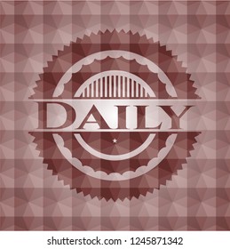 Daily red seamless badge with geometric pattern background.