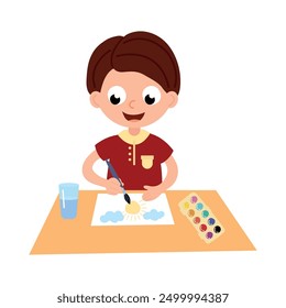 Daily routine. The child draws