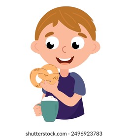 Daily routine. Child eats. Lunch