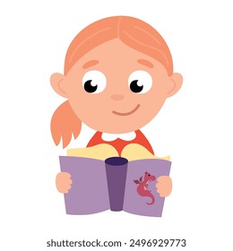 Daily routine. The child is reading a book. Learn