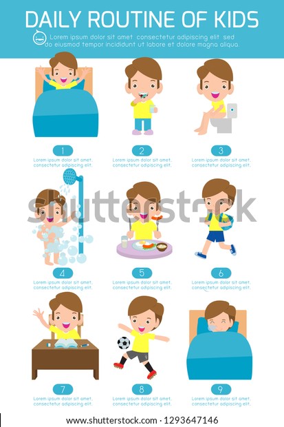 Daily Routine Happy Kids Infographic Element Stock Vector (Royalty Free ...