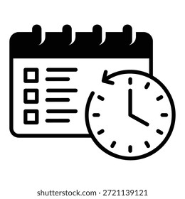 Ícone de rotina diária com relógio e calendário