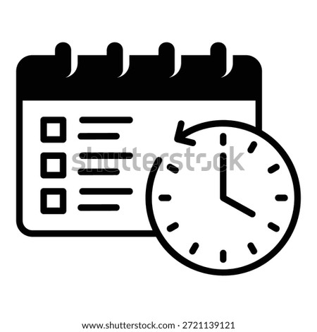 Daily routine icon with clock and calendar