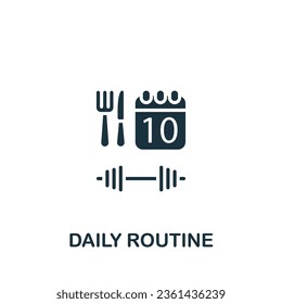 Icono de rutina diaria. Signo monocromo simple de la colección de productividad. Icono de rutina diaria para logotipo, plantillas, diseño web e infografías.