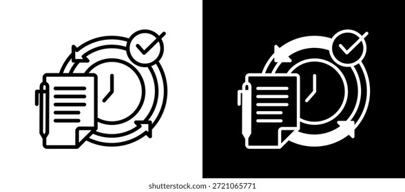 Daily Routine Icon whiteblack Vector Illustration