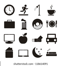 daily routine icons over white background. vector illustration