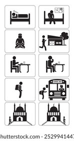 daily routine of a muslim child silhouette