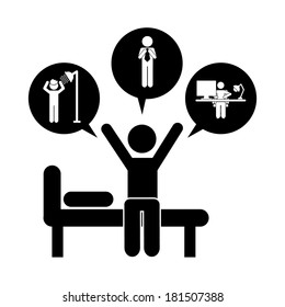 daily routine over white background, vector illustration
