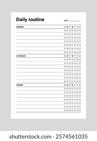 Daily routine planner A4 template