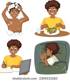 Daily Routine of a Teenage Boy illustration