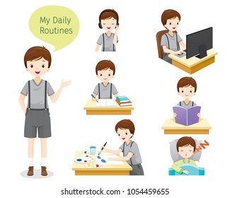 The Daily Routines Of Boy, People, Activities, Habit, Lifestyle, Leisure, Hobby, Avocation