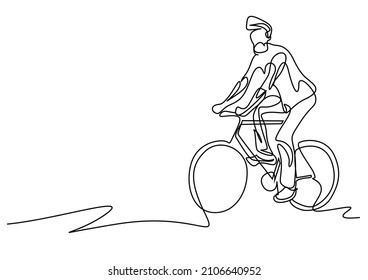 Daily Routines Of Humans In The City. Man Riding Bike Drawing Concept