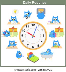 Daily Routines sheet.  - Worksheet for education