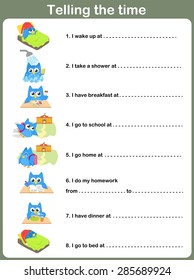 Daily Routines Worksheet.  - Telling The Time