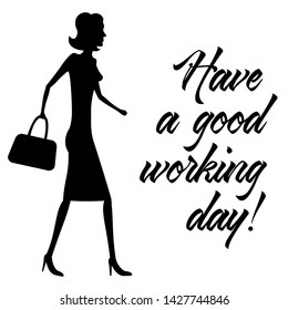 Daily rutine of Lady. Black and white illustration