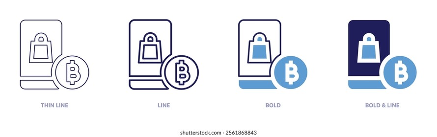 Daily savings online icon in 4 different styles. Thin Line, Line, Bold, and Bold Line. Duotone style. Editable stroke.