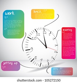 daily schedule with clock and all daily activity