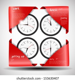 daily schedule with clock and all daily activity