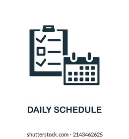 Daily Schedule Icon. Monochrome Simple Daily Schedule Icon For Templates, Web Design And Infographics