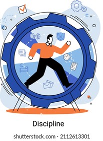 Daily schedule metaphor, daily affairs person, discipline indicators time for rest, work, sleep, food. Scheduling activities for day, time management, distribution of tasks, circle sectors occupation