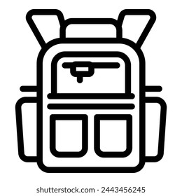 Daily school backpack icon outline vector. Cloth education. Everyday lifestyle