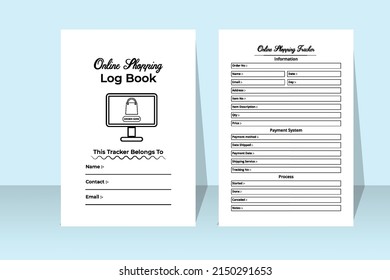 Daily shopping info tracker notebook interior. Customer information tracker and shopping payment checker template. Interior of a journal. Online shopping recorder and product info tracker interior.