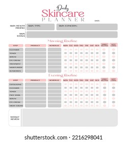 Daily Skincare Planner Editable KDP Interior