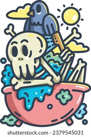 Daily Skull Activity Vector Design