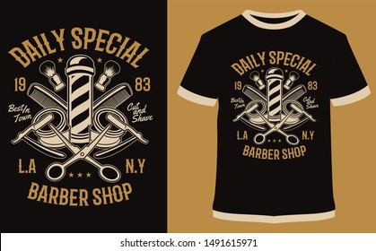 Daily Special Barber Shop - vector typographic graphic for poster, label, badge, logo, icon or t-shirt