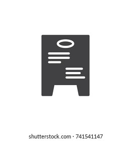 Daily special board icon vector, filled flat sign, solid pictogram isolated on white. Restaurant menu symbol, logo illustration.