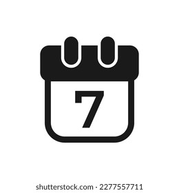 Daily spiral calendar icon, with 7 sign. Smartphone ui. Vector illustration in trendy style. Editable graphic resources for many purposes.