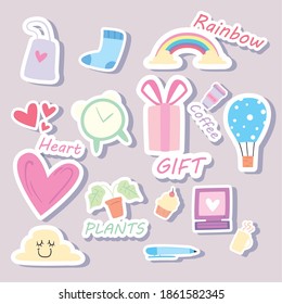 daily stickers flat style icons design, badges ornament and fashion theme Vector illustration