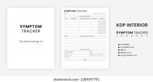 Daily Symptom Tracker Printable KDP Interior Template Design