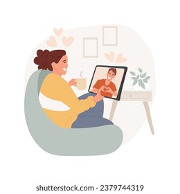 Daily talk isolated cartoon vector illustration. Teen couple having conversation online, teenager digital lifestyle, online date, remote relationship, daily communication vector cartoon.