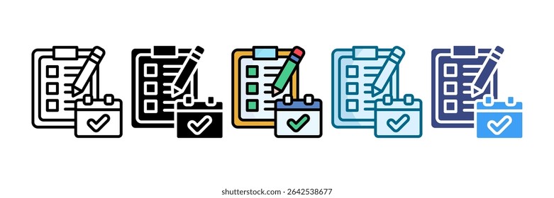 Daily Task Planner Icon Set Multiple Style Collection