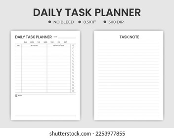 Daily task planner or tracker template 