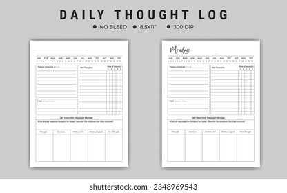 Daily Thought Log Notebook or logbook vector template