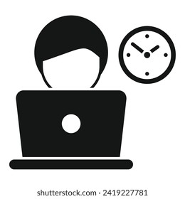Daily time routine icon simple vector. Tired worker. Office laptop program