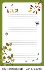 The daily to-do list creates a cozy autumn atmosphere. Fashionable autumn elements of the organizer. Vector illustration in cartoon style. Isolated background